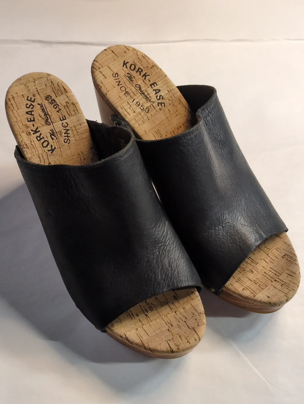 Kork Ease Harlin Wood Heel Platform Leather Open Toe Mule Clog Brown Size 10